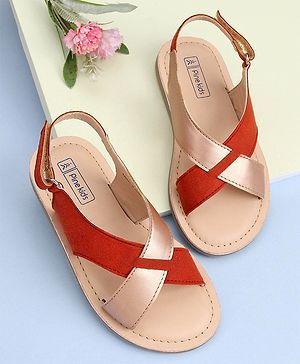 Pine Kids Cross Toe Sandals - Orange & Golden