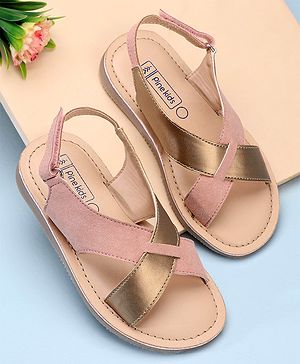Pine Kids Cross Toe Sandals - Peach & Golden