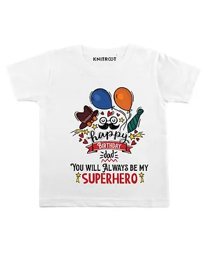KNITROOT Half Sleeves Superhero Print T-Shirt - White
