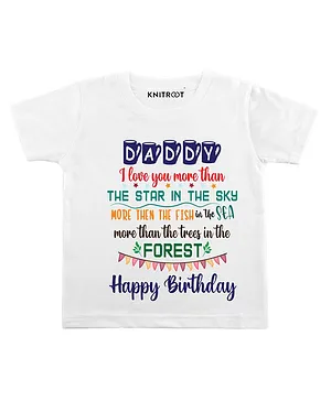 KNITROOT Half Sleeves Daddy Forest Print T-Shirt - White
