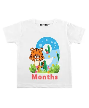 KNITROOT Tiger Nine Months Print Short Sleeves Tee - White