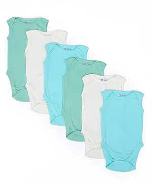 Mi Arcus Pack Of 6 Sleeveless Solid Color Onesie - Multi Colour