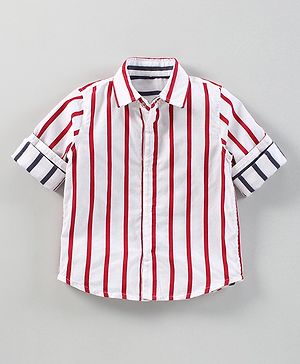 Babyhug Full Sleeves Striped  Shirt - White