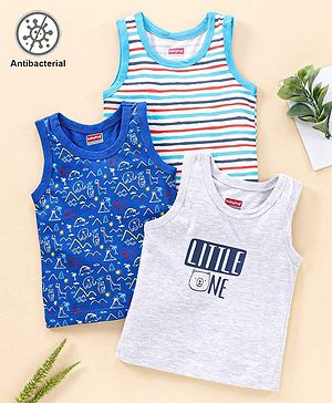Babyhug Sleeveless 100 % Cotton Antibacterial Finish Vests Pack of 3 - Multicolour