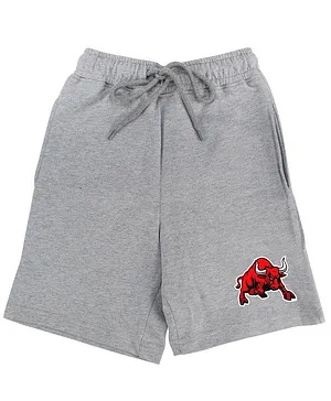 Wear Your Mind Angry Bull Graphic Print Detailing Shorts - Light Grey