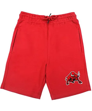 Wear Your Mind Angry Bull Graphic Print Detailing Shorts - Red