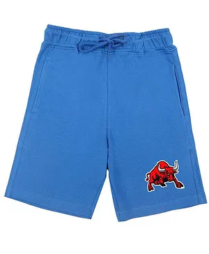 Wear Your Mind Angry Bull Graphic Print Detailing Shorts - Royal Blue