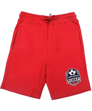 Wear Your Mind Soccer Print Detailing Shorts - Red