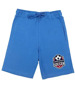 Wear Your Mind Soccer Print Detailing Shorts - Royal Blue