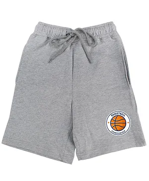 Wear Your Mind Graphic Basketball Print Shorts - Grey