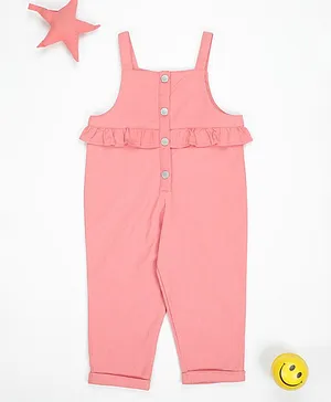 Little Jump Sleeveless Ruffle Detailed Jumpsuit - Pink