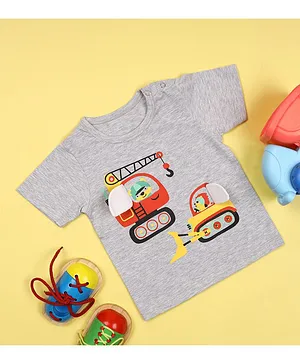 Kicks & Crawl Printed Half Sleeves Tee - Grey