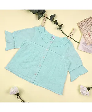 Kicks & Crawl Front Open Half Sleeves Top - Sea Green