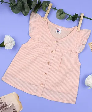 Kicks & Crawl Striped Front Open Buttoned Sleeveless Top - Baby Pink