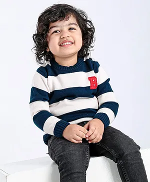 Babyhug Full Sleeves Pullover Sweater Stripes - Blue