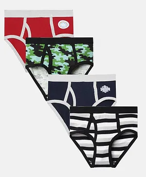 MTB Pack Of 4 Printed & Striped Briefs - Multi Colour