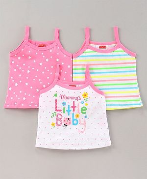 Babyhug 100% Cotton Singlet Slips Pack of 3 - Pink White