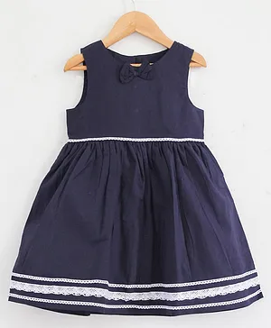 Woonie Sleeveless Bow Design Dress - Blue