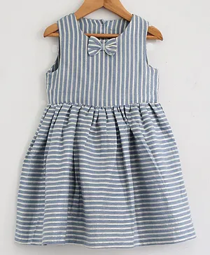 Woonie Sleeveless Striped Fit & Flare Dress - Blue