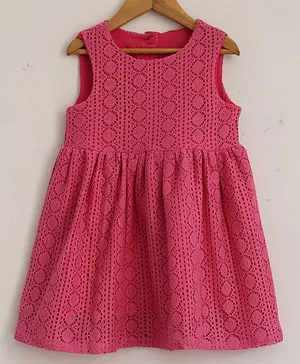 Woonie Sleeveless Lacey Dress - Pink
