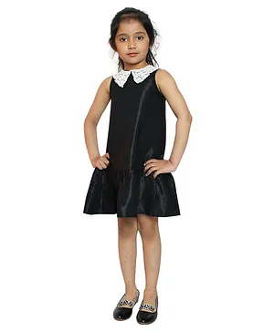 Woonie Sleeveless Solid Dress - Black