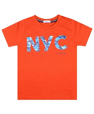 Luke and Lilly Half Sleeves NYC Print T-Shirt - Orange