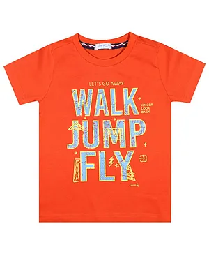 Luke and Lilly Half Sleeves Walk Jump Print T-Shirt - Orange