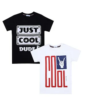 Luke and Lilly Half Sleeves Cool Print Pack Of 2 Tees - Black White
