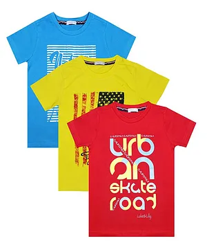 Luke and Lilly Pack Of 3 Half Sleeves Urban Skate Road Print Tees - Multi Colour