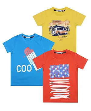 Luke and Lilly Half Sleeves Printed T-Shirt Pack of 3 - Multicolor