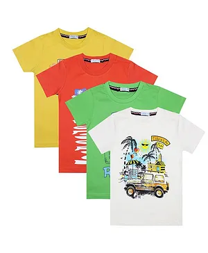 Luke and Lilly Half Sleeves Pack Of 4 Tropical Print Tees - Multi Color