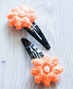 Bobbles & Scallops Crochet Puffy Hair Clip - Peach