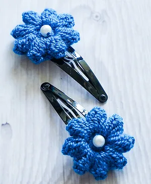 Bobbles & Scallops Crochet Puffy Hair Clip - Royal Blue