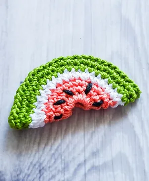 Bobbles & Scallops Crochet Watermelon Alligator Clip - Peach & Green