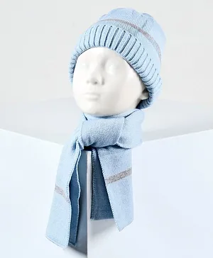 Babyhug Cap & Muffler Set Blue - Cap Diameter 9.5 cm