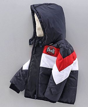 Babyhug Full Sleeves Hooded Jacket - Navy Blue