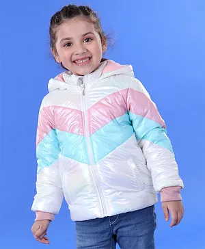 Babyhug Hooded Color Block Jacket - Pink