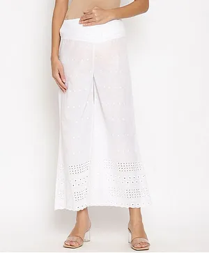 Wobbly Walk Full Length Solid Color Palazzo Flare Pants - White