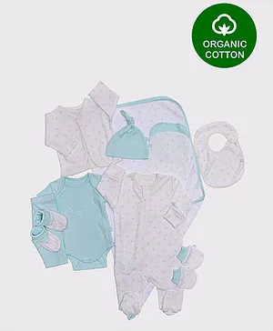 Nino Bambino Short Sleeves Printed Pack Of Essential Organic Cotton Gift Set - Blue