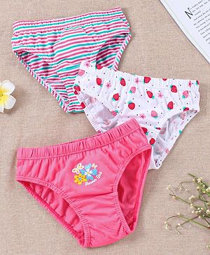Babyhug 100% Cotton Panties Pack of 3 - Pink White