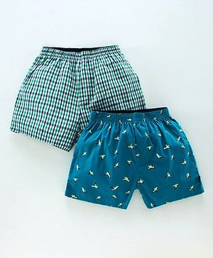 Pine Kids Peach Wash Finish Boxers Pack of 2 - Green