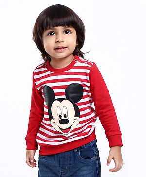 Babyhug Full Sleeves Sweatshirt Mickey Mouse Graphic - Red