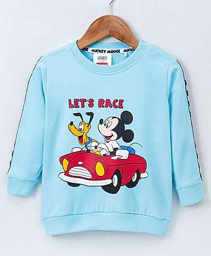 Babyhug Full Sleeves Sweatshirt Mickey Mouse & Pluto Print - Blue