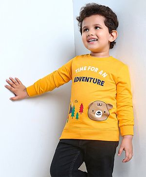 Babyhug Full Sleeves Sweatshirt Bear Print  - Mustard
