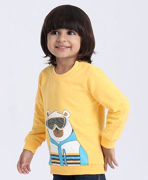 Babyhug Full Sleeves Sweatshirt Bear Print - Yellow