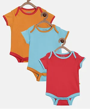 Aomi Pack Of 3 Short Sleeves Solid Onesies - Multi Colour