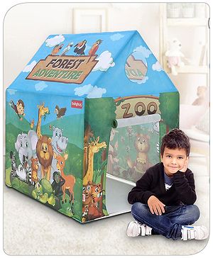Babyhug Playtime Forest Adventure Foldable Tent House | Indoor/Outdoor Imaginative Team Play | Portable, Fosters Creativity & Adventure | Sky Blue |BIS Certified