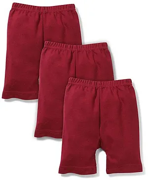 Red Rose Mid Thigh Shorts Solid Pack of 3 - Red
