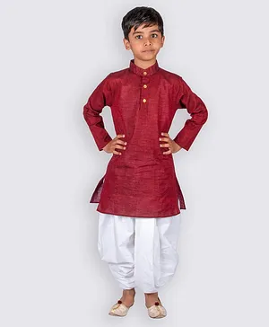 Mittenbooty Full Sleeves Solid Colour Kurta With Dhoti - Maroon