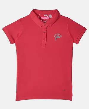 Monte Carlo Half Sleeves Solid Polo Tee - Pink